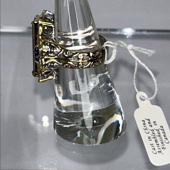 NWT Gems En Vogue Sterling Palladium 14K Accent Ammolite London Blue Topaz Ring - Picture 5 of 8